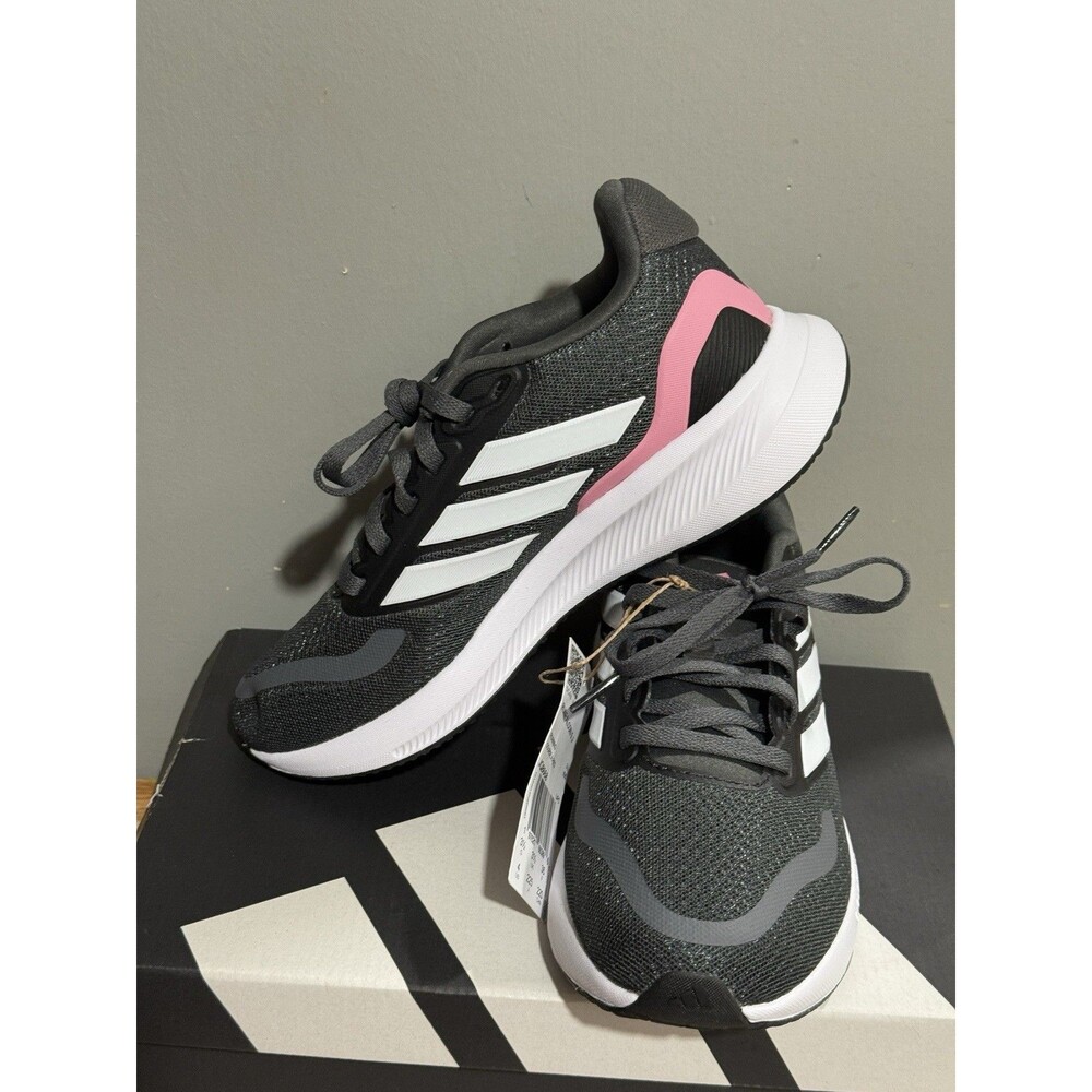 Adidas Runfalcon 5 Little Girls Sz 4 Shoes Black Pink Slip On Athletic Sneaker - Picture 9 of 16